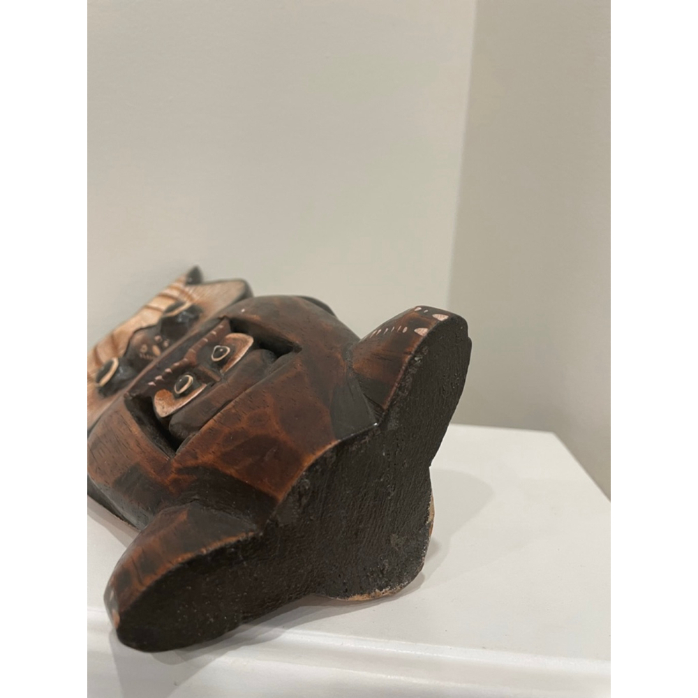 Vintage MCM Hand Carved Hand Painted Wooden Owl Sculpture With Baby Decorative - Picture 9 of 11